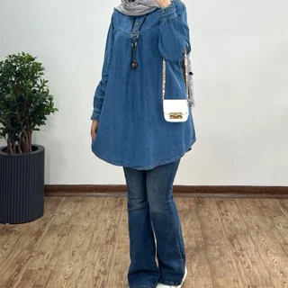 مانتو جین پاییزه یقه چین پریناز